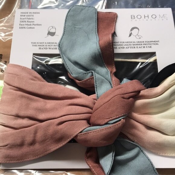 BOHO ME 3-In-1 Adult Face Mask/Headband/Scarf 2 Pcs - Picture 4 of 4